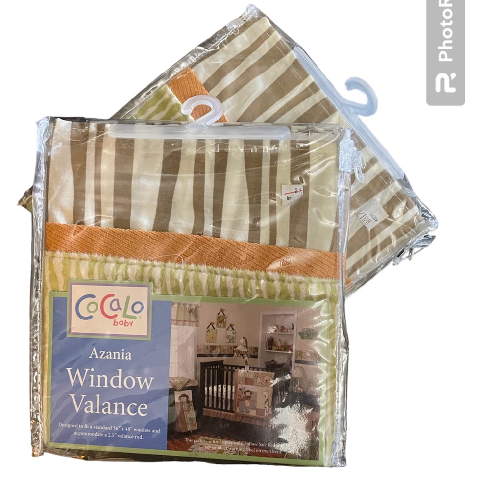 COCALO BABY NWT Lot of 2 Azania Animal Print Window Valance baby bedroom green